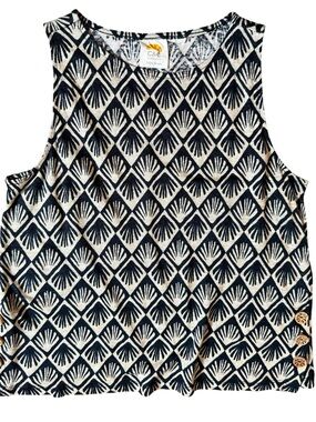 C&C California Black & Cream Geometric Sleeveless Tank